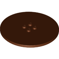 Lego Plate Special Round 8 x 8 with 2 x 2 Center Studs with Groove / Reddish Brown