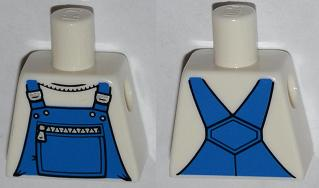 Lego Torso Overalls Blue with Zippered Front Pocket Pattern / White