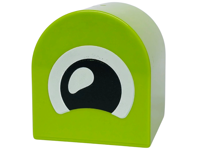 Lego Duplo, Brick 2 x 2 x 2 Slope Curved Double with Black and White Eye with Lower Eyelid Pattern