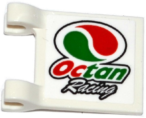 Lego Flag 2 x 2 Square with Flat Edge with Octan Logo and 'Octan Racing' Pattern on Both Sides (Stickers) - Set 60115