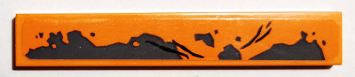 Lego Tile 1 x 6 with Dark Bluish Gray Mud Splotches Pattern (Sticker) - Set 76079 / Orange