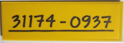 Lego Tile 2 x 6 with Black Underlined '31174-0937' Pattern (Sticker) - Set 31174 / Yellow