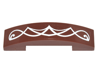 Lego Slope, Curved 4 x 1 x 2/3 Double with White Elves Scrollwork Pattern (Sticker) - Set 41179