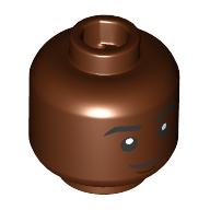 Lego Minifig Head Darius, Black Eyebrows, Smile / Reddish Brown