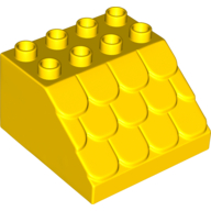 Lego Duplo Brick 4 x 4 x 2 Slope Shingled / Yellow