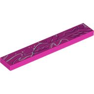 Lego Tile 1 x 6 with White/Dark Purple Graffiti Print