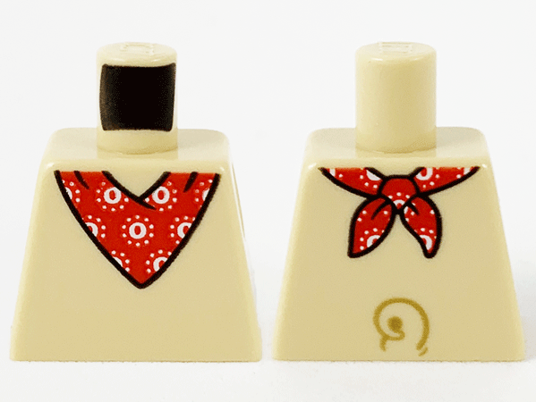 Lego Torso with Red Bandana with White Circles and Tail on Back Pattern / Tan