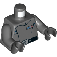 Lego Torso Jacket, Red and Blue Horizontal Rank Badge Print (Recruitment Officer), Dark Bluish Gray Arms, Black Hands / Dark Bluish Gray