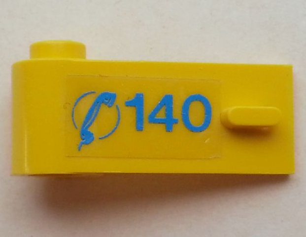 Lego Door 1 x 3 x 1 Left with Blue Telephone Receiver and '140' Pattern (Sticker) - Set 1589-2 / Yellow