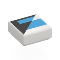 Lego Tile 1 x 1 with Dark Azure/Black Shapes Print