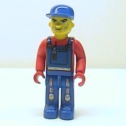Lego Juniors Midifig, Tractor Driver With Blue Overalls, Red Shirt, Plain Blue Cap, Beard Stubble