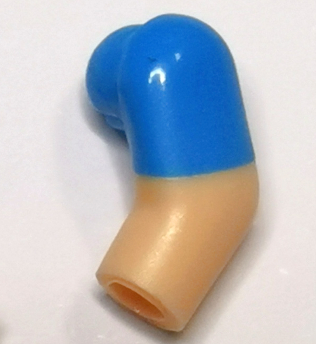 Lego Arm, Left with Molded Dark Azure Short Sleeve  Pattern / Light Nougat