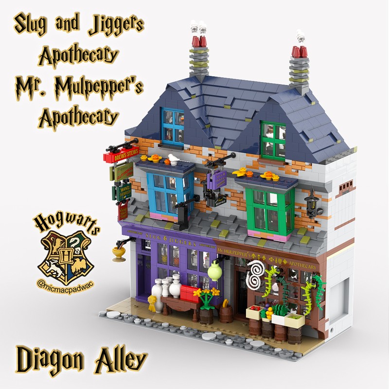 Lego Diagon Alley Slug & Jiggers Apothecary and Mr. Mulpepper's Apothecary and Terror Tours office
