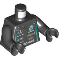 Lego Torso Racing Jacket, Mercedes Logo, 'PETRONAS', Puma Logo Print, Black Arms and Hands / Black