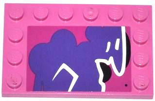 Lego Tile, Modified 4 x 6 with Studs on Edges with Graffiti Tag Pattern Model Right Side (Sticker) - Set 79104 / Dark Pink