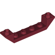 Lego Brick Sloped Inverted 45° 6 x 1 Double with 1 x 4 Recessed / Dark Red