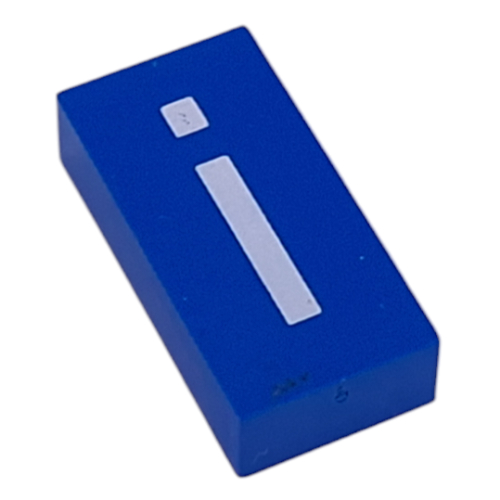 Lego Modulex Tile 2 x 4 with White 'i' Print, without Internal Supports