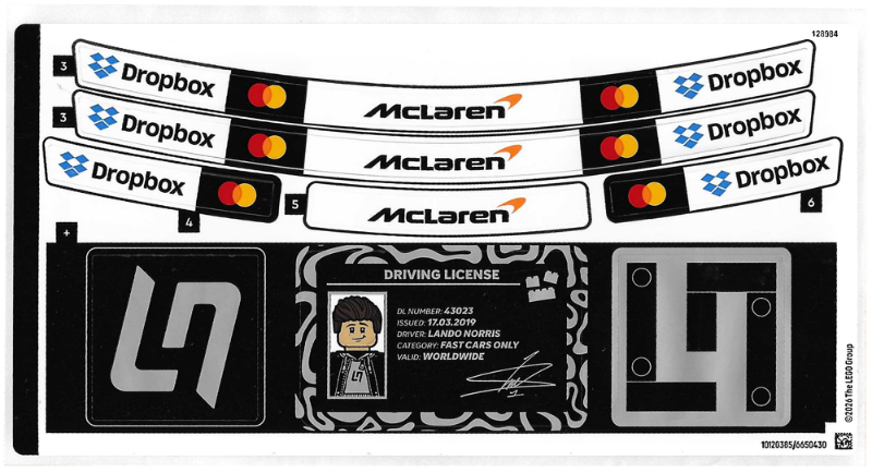 Lego Sticker Sheet 1 for Set 43023-1