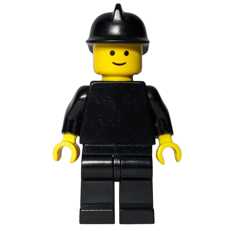 Lego Fireman, Plain Black, Black Helmet