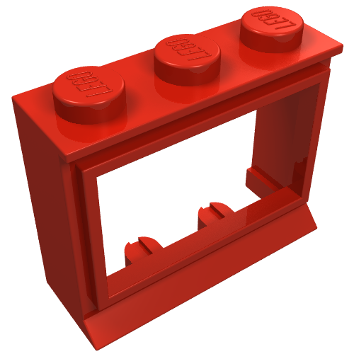 Lego Window 1 x 3 x 2 Classic with Solid Studs, No Glass / Red