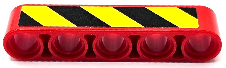 Lego Technic, Liftarm Thick 1 x 5 with Black and Yellow Danger Stripes Pattern Model Right Side (Sticker) - Set 42070
