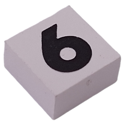 Lego Modulex Tile 2 x 2 with Black '6/9' Print, Black Internal Lining, White Dot