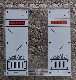 Lego Panel 1 x 6 x 5 with 2 Light Bluish Gray Panels, Red Stripes and Vents Pattern (Stickers) - Set 70912