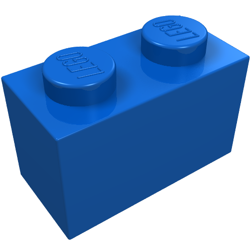Lego Brick 1 x 2 without Bottom Tube / Blue