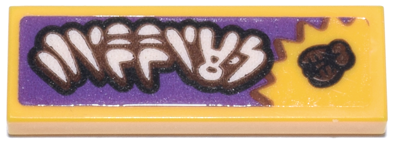 Lego Tile 1 x 3 with White and Dark Brown Ninjago Logogram 'ZIPPIES' on Dark Purple Background Pattern (Sticker) - Set 71837