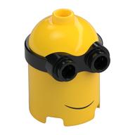 Lego Minifig Head Special, Minion, High, 2-Eyed Goggles, Smile Print / Yellow