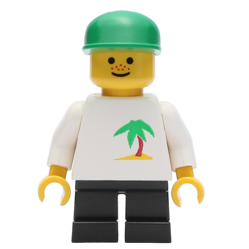 Lego Kid - White Torso, Green Legs, Green Cap