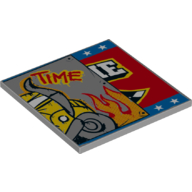 Lego Tile 6 x 6 with Bus Half and 'TIME' Print