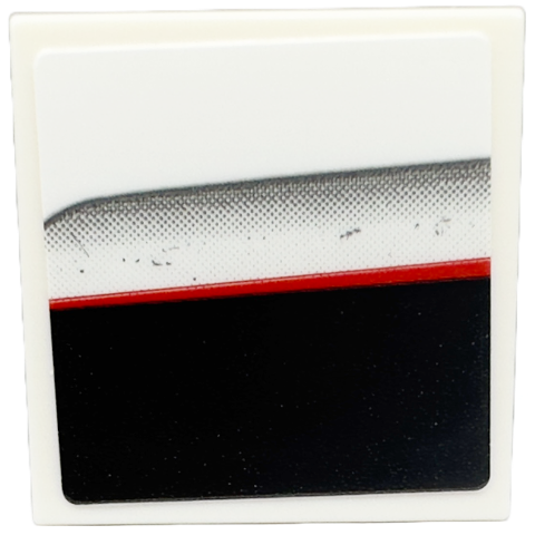Lego Tile 2 x 2 with Black Stripe, Red Line and Silver Edge Pattern Model Right Side (Sticker) - Set 76916