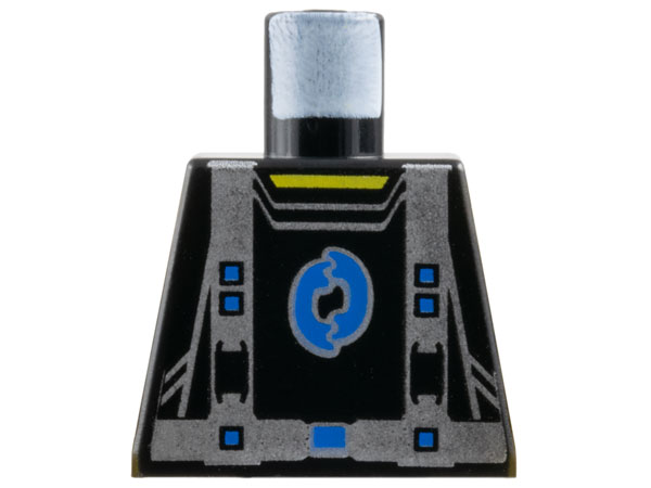 Lego Torso Alpha Team Arctic with Blue Logo and Silver Straps Pattern / Black