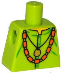 Lego Torso Shirt with Gold Pendant and Orange Bead Necklace Pattern / Lime