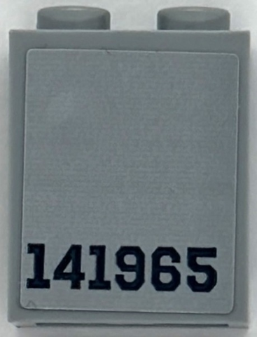 Lego Panel 1 x 2 x 2 with Side Supports - Hollow Studs with Dark Bluish Gray '141965' Pattern (Sticker) - Set 76294 / Light Bluish Gray
