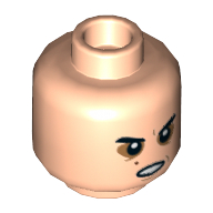 Lego Minifig Head Kylo Ren, Eyebrows, Sunken Eyes, Red Beauty Mark / Mole, Right Eye Scar and Open Mouth / Determined Print [Hollow Stud]