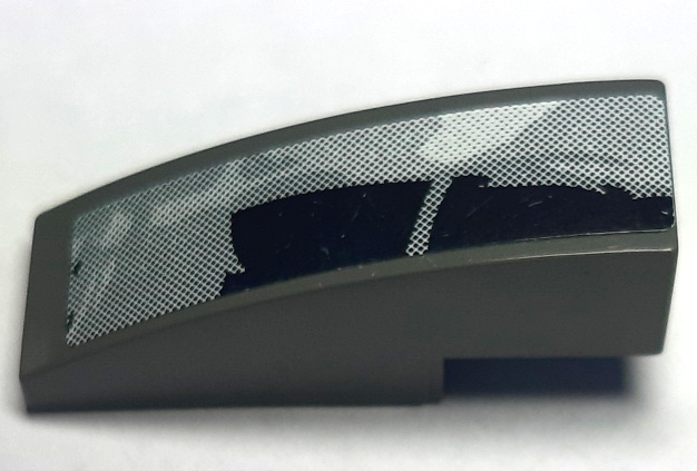 Lego Slope, Curved 3 x 1 with Gray and Black Swirl Pattern Model Back Right Side (Sticker) - Set 8161