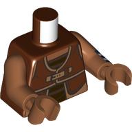 Lego Torso, Reddish Brown Vets, Nougat Clasps, Dark Brown Stripes Shirt print, Medium Brown Arms and Hands / Reddish Brown