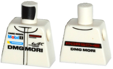 Lego Torso Racing Suit with 'PORSCHE DMG MORI' and Mobil 1 Logo Pattern / White