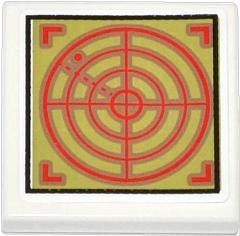 Lego Tile 2 x 2 with Red Radar Screen on Olive Green Background Pattern (Sticker) - Set 79121