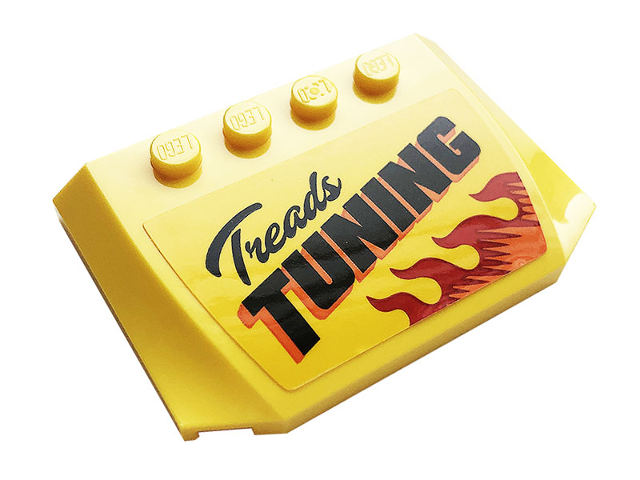 Lego Wedge 4 x 6 x 2/3 Triple Curved with 'Treads TUNING' and Flames Pattern (Sticker) - Set 60258