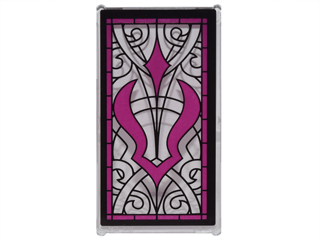 Lego Glass for Window 1 x 4 x 6 with Stained Glass Window with Magenta Curved Shadow Symbol Pattern (Sticker) - Set 41179