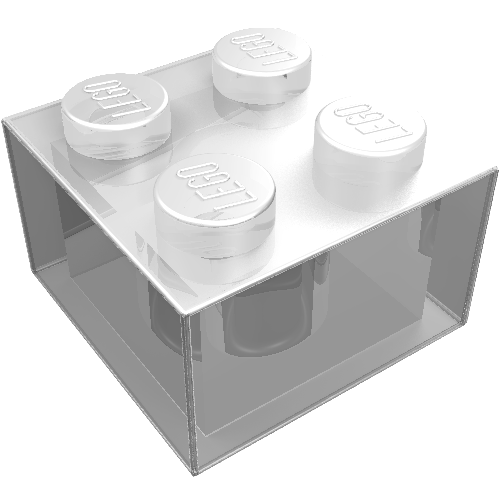 Lego Brick 2 x 2 without Inside Ridges / Trans-Clear