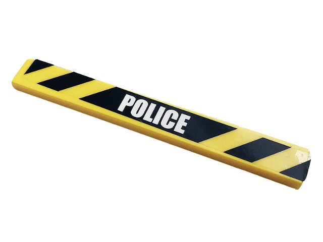 Lego Tile 1 x 8 with 'POLICE' and Black and Yellow Danger Stripes Pattern (Sticker) - Set 60141
