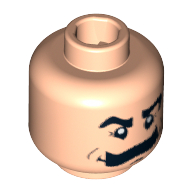 Lego Minifig Head Pops Racer, Moustache Bushy, Eyebrows, White Pupils Print [Blocked Open Stud]
