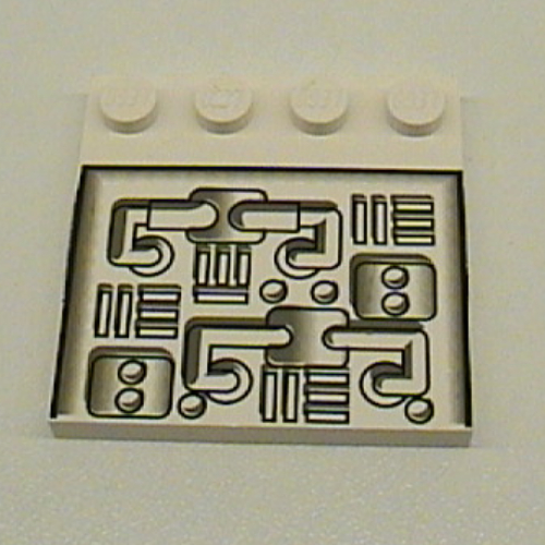 Lego Plate Special 4 x 4, Studs on One Edge with Pipes Print / White