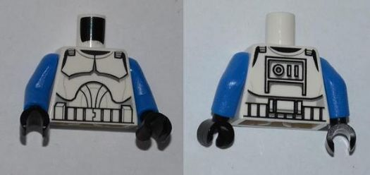 Lego Torso SW Armor Clone Trooper Pattern (Clone Wars) / Blue Arms / Black Hands