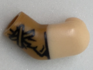 Lego Arm, Left with Light Nougat Short Sleeve and Black Stitched Fur Cuff Pattern / Medium Nougat