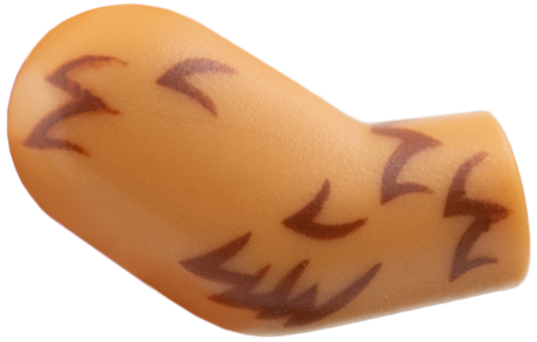 Lego Arm, Right with Pointed Reddish Brown Fur Pattern / Medium Nougat